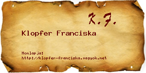 Klopfer Franciska névjegykártya